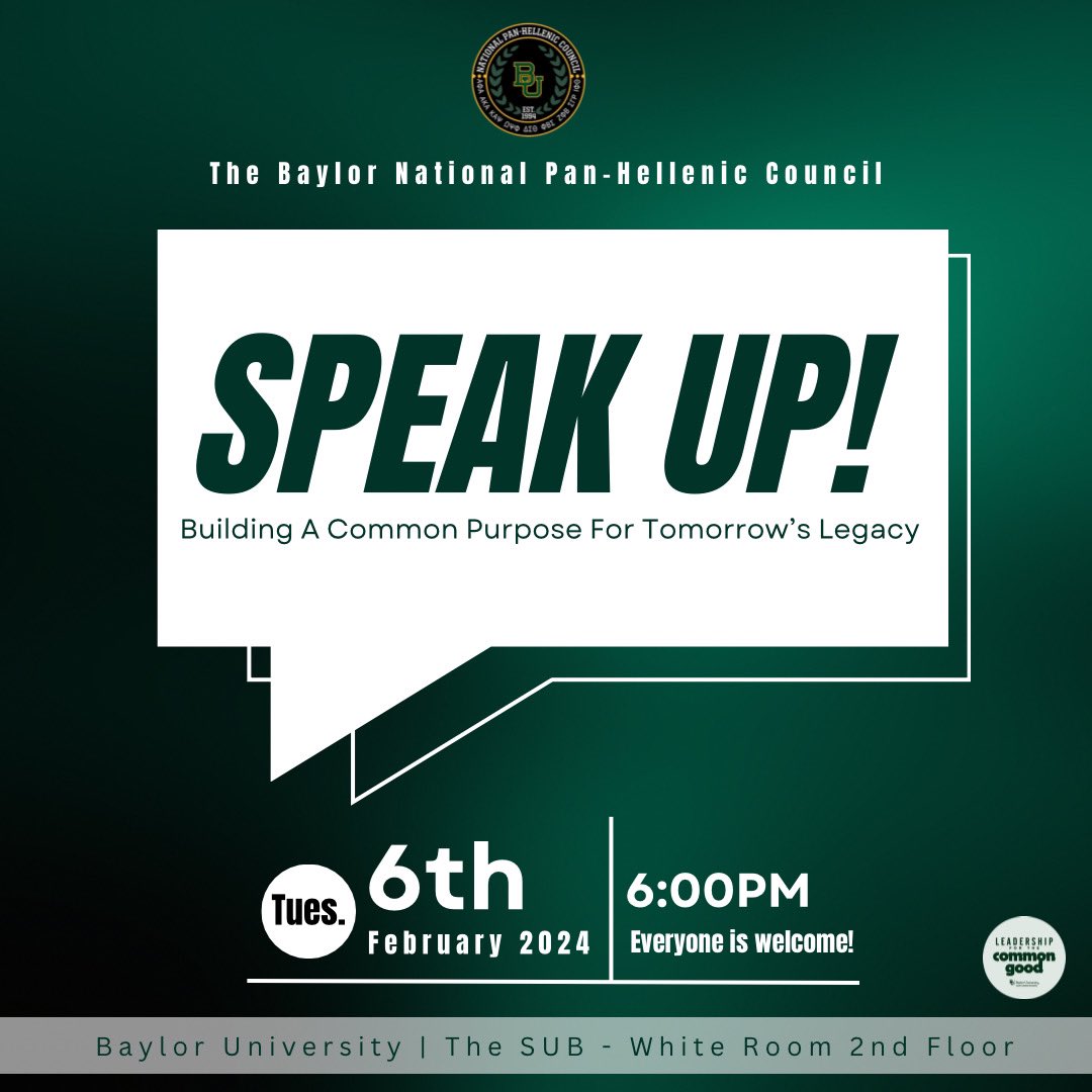 Join us on next Tuesday as we discuss what it truly means to be an impactful leader in the community! Featuring a special presentation from the Baylor Student Leadership Development Team, guests can expect an evening filled with education and valuable conversation!