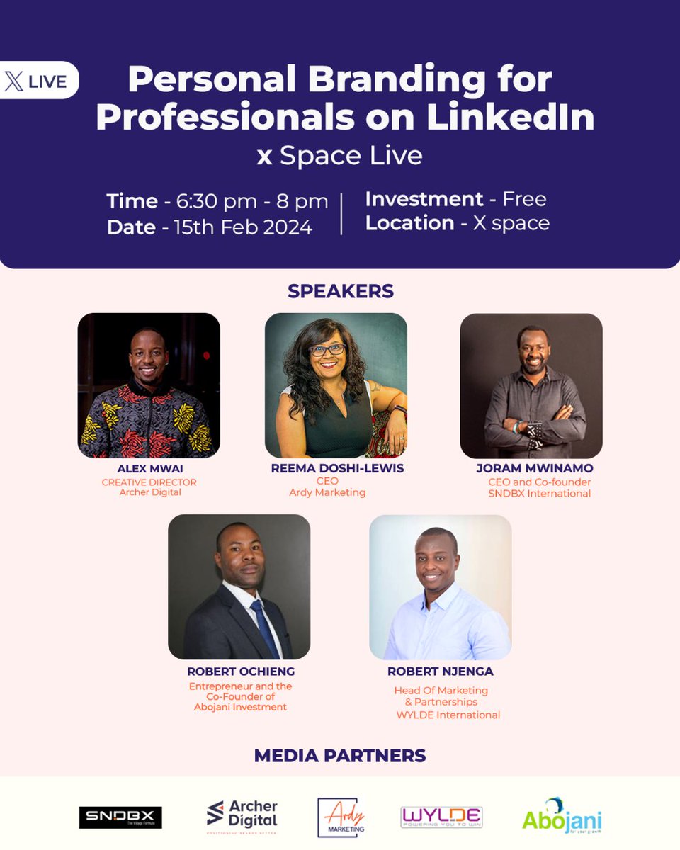 ardy_marketing's tweet photo. 2 days left to master LinkedIn!  Join our Twitter Space Feb 15th for FREE personal branding tips from experts. Elevate your professional profile &amp; stand out online! ➡️ Set your reminder: https://t.co/kMEsKY5sNC 
#TwitterSpace #LinkedInPro #PersonalBranding #CareerGrowth https://t.co/vMsCp3U4zN