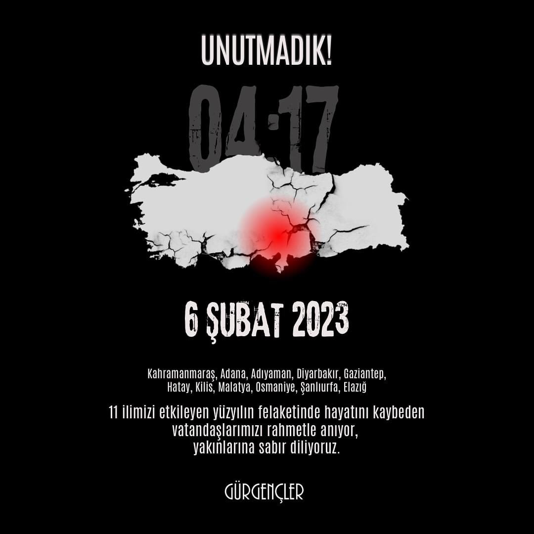 Bir yıl önce bugün, saat 04:17’de yaşanan Kahramanmaraş merkezli depremin acısını halen derinden hissediyoruz. Yüzyılın felaketini unutmadık unutmayacağız. Kaybettiğimiz vatandaşlarımızı rahmetle anıyoruz. #6Şubat2023 #Unutmadık