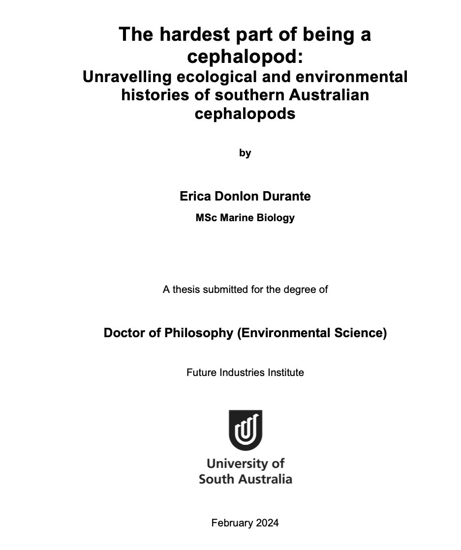 The thesis is done and out of my hands! Now accepting job offers 😁 
<a href="/UniSAFII/">UniSA Future Industries Institute</a> <a href="/MARISLabs/">MARIS Lab</a> #WomenInSTEM #marinebiology #cephalopodecology