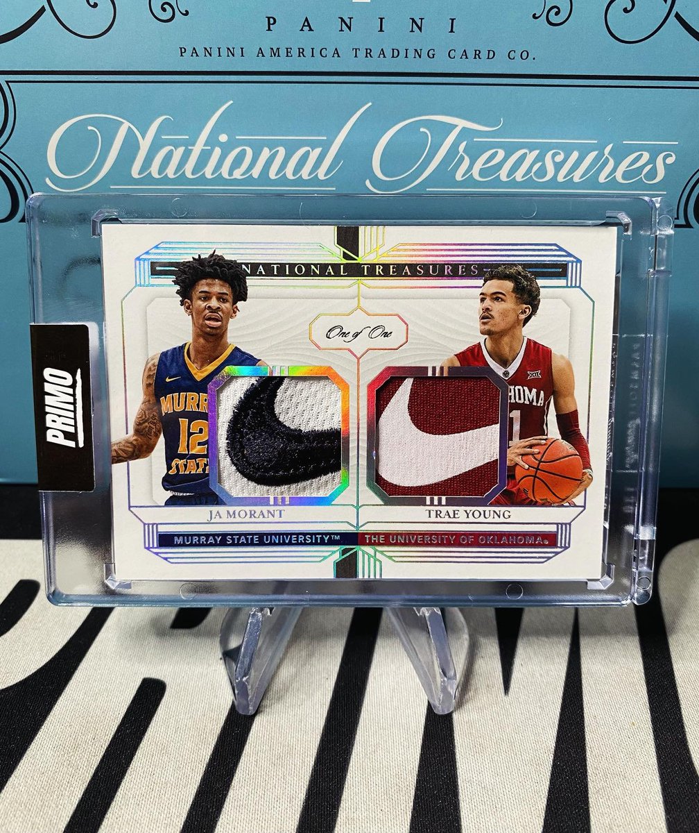 primocards1's tweet photo. Double Swoosh Patch 1/1 of Ja &amp; Trae pulled in the breaks last night!!! 🔥

So sick!!!

@CardPurchaser #thehobby #primocards https://t.co/Yj2m5Gjrvh