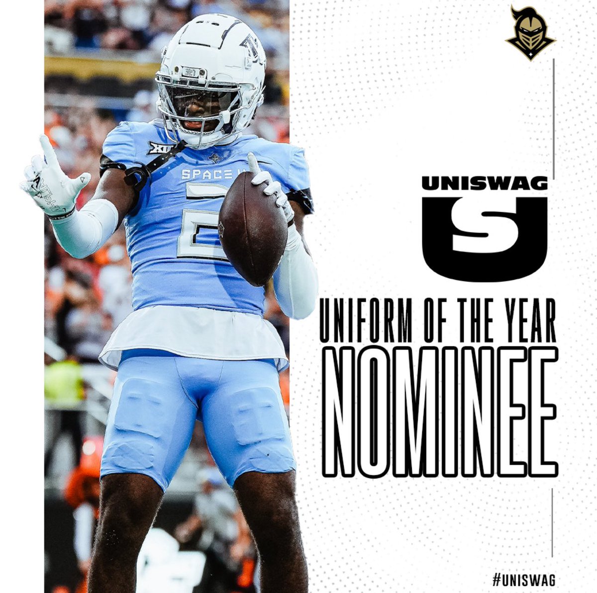 🚨KNIGHT NATION🚨 @UCF_Football’s Space uniform has been nominated for @UNISWAG’s UNIFORM OF THE YEAR! Save this link: uniswag.com/uniform-of-the… Sunday, February 25 @ 12:00 Noon, voting opens! I’ll definitely remind you to vote but I know the POWER of KNIGHT NATION! BOOM!💥