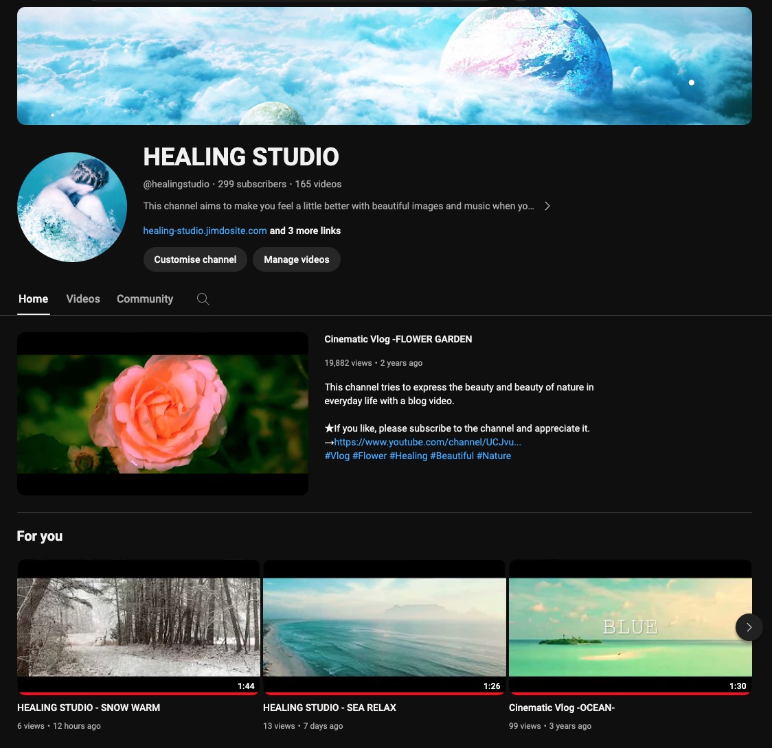 The images of HEALING STUDIO and YouTube channel have been changed. youtube.com/@healingstudio