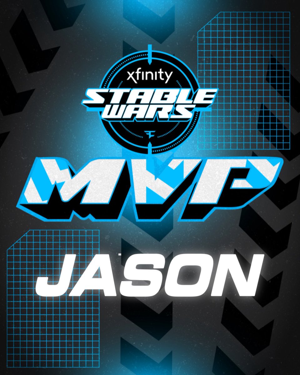 FaZeClan's tweet image. THE FIRST EVER @Xfinity STABLE WARS MVP 👑 

🏅 @jasondaweenie 

#XfinityPartner | #MadeForThis