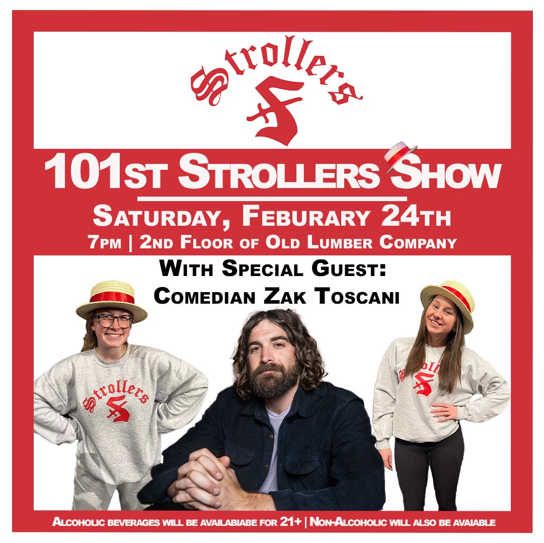 We are excited to announce Zak Toscani (<a href="/zaktoscani/">Zak Toscani</a>) as our headlining comedian for the 101st Strollers Show 🎉 Come see Zak and the Strollers on Saturday, February 24th 🍻

🎟️ Get your tickets today! 
eventbrite.com/e/101st-stroll…

#NENF x #Strollers101
