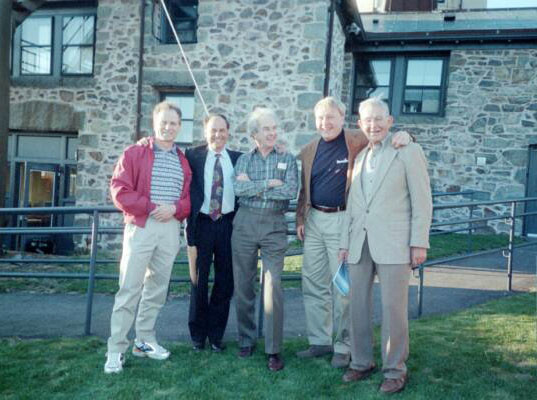 This remains an all-time favorite. New England's Rat Pack of Meteorology at @bhobservatory. From left to right: Barry Burbank, Harvey Leonard, Bob Copeland, Bruce Schwoegler, and yes, that's Don Kent on the right. Happy #NationalWeatherpersonsDay! #BHOSC #weather #meteorology