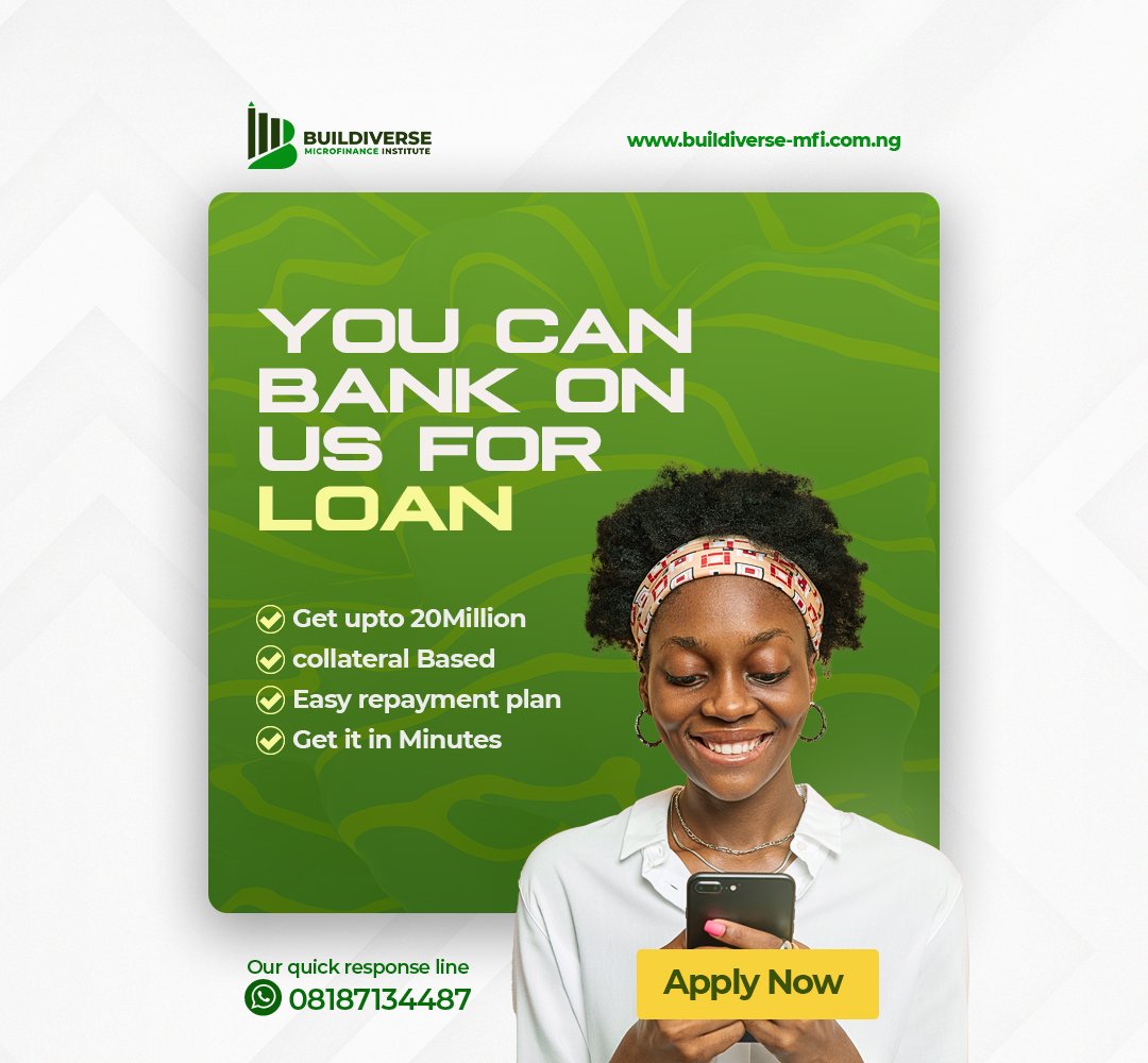 BuildiverseMFI's tweet photo. Where else can you get a quick loan without stress if not Buildiverse MFi? You can bank on us for a collateral based Loan

Send a DM now
#money #loan #finance #valentinemood #February #abujamoney #abujaloan https://t.co/CEWxbHqmFt