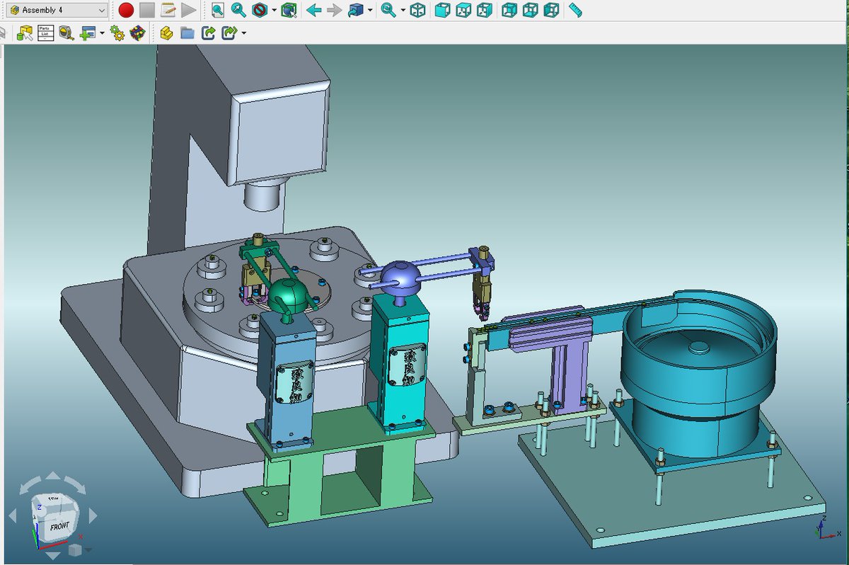sy_paladin's tweet photo. #FreeCAD #Assembly4
空想メカ。
ローディング装置。🍎
PICK&PLACE UNITを豪華?に2台使ってます。😅
自動運転の原位置図です。
P&P unitの銘板は「余興」です。😏 https://t.co/zj7qqJjSjy