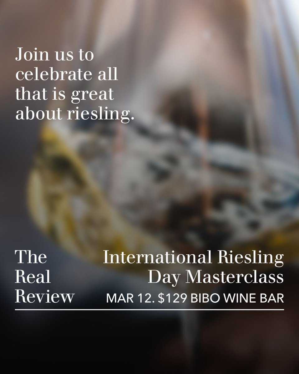 TheRealRvw's tweet photo. Join Aaron Brasher and us to celebrate all that is great about riesling at bibo wine bar on the 12th of March.
Riesling is a variety that undoubtedly displays its true sense of place. 
Get your ticket before it's too late:
https://t.co/zhOnxEJbGf
#rieslingmasterclass https://t.co/jTgNqAkAK2