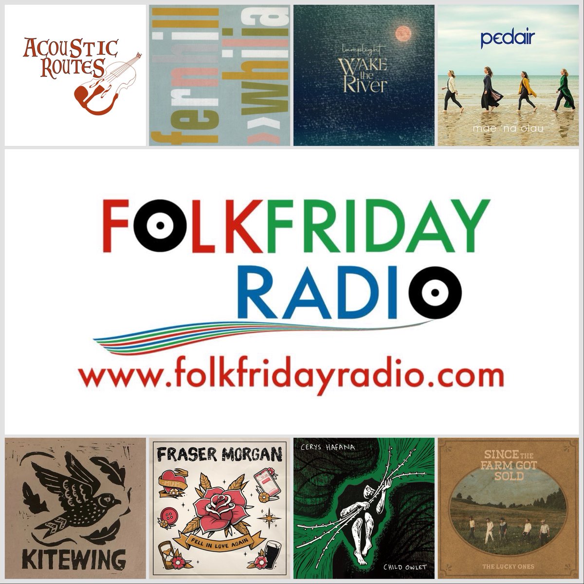 Coming up in @AcousticRoutes show 481 11pm 🏴󠁧󠁢󠁷󠁬󠁳󠁿🇬🇧time Friday on folkfridayradio.com Featured album from #Kitewing Tracks from @fernhillmusic @waketheriver @andywhite_music @FilkinsDrift @CerysHafana @Bluebyrdband @FraserMorganUK @CosmoGuitar @Pedair4 and more.