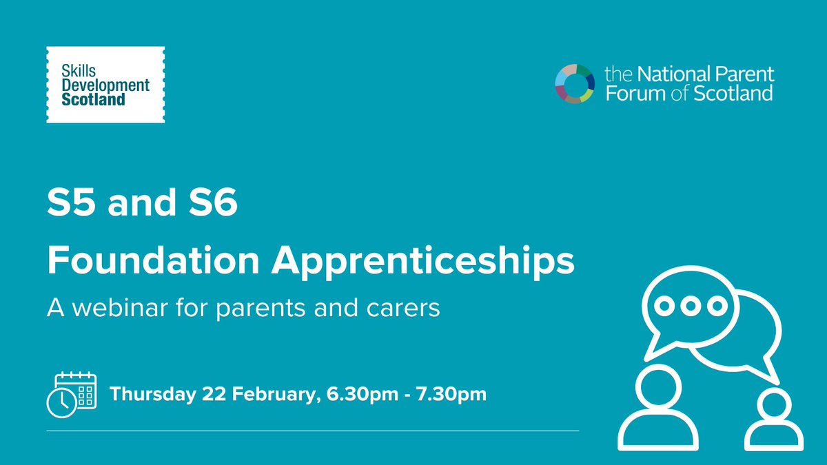 parentforumscot's tweet photo. 📣 Join this free webinar that we're hosting with
@skillsdevscot on Thurs 22 Feb @ 6.30-7.30pm
to find out how a #FoundationApprenticeship could help your S5/S6 learner get a head-start on their career. https://t.co/fcvUYpT2YD… #ScottishEducation #NPFS #ParentalEngagement https://t.co/LgcbGSO4F3