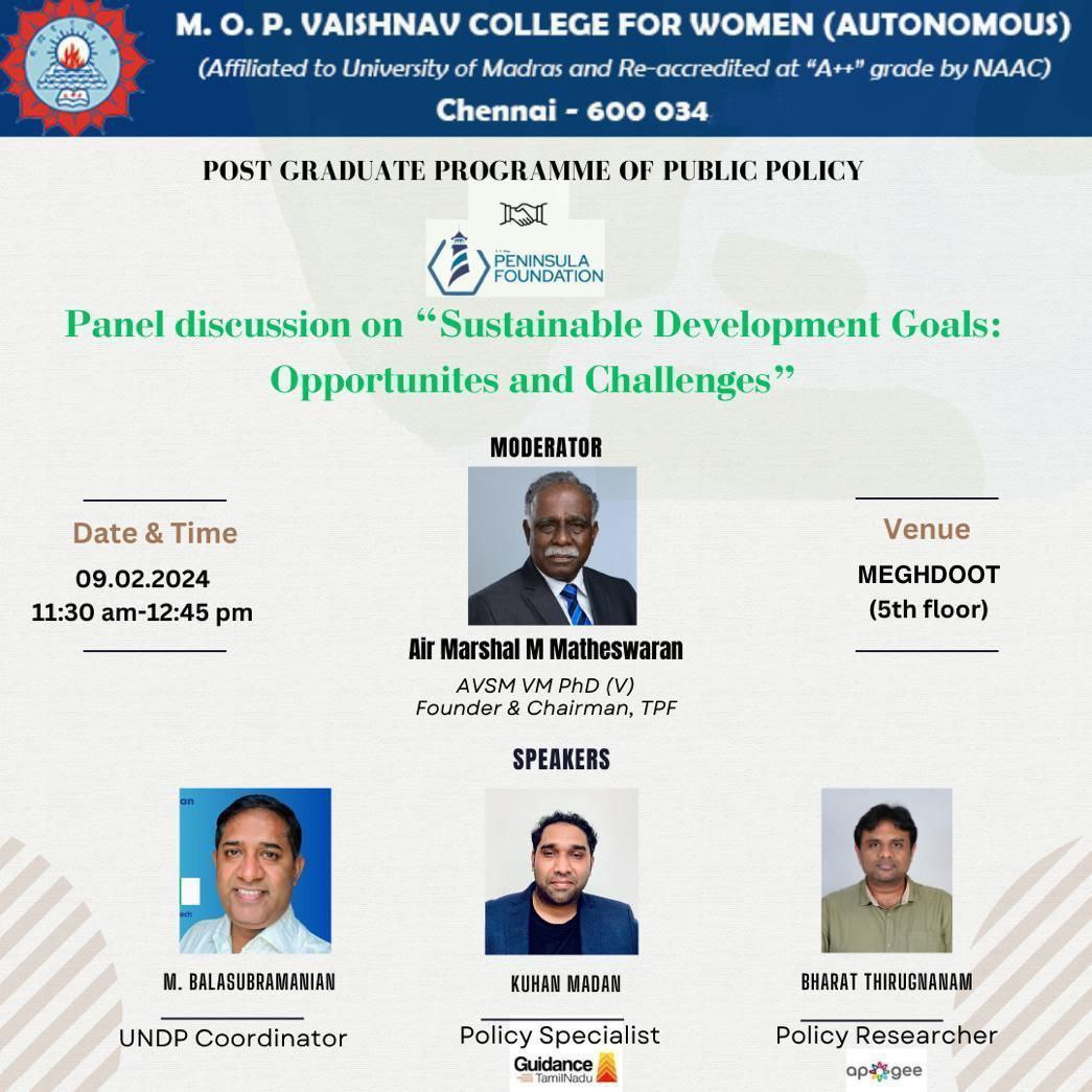 TPF_Chennai's tweet photo. Panel Discussion on "Sustainable Development Goals: Opportunities and Challenges"

#SustainableDevelopment #OpportunitiesAndChallenges #PanelDiscussion #PublicPolicy #PostGraduateProgramme #CommunityEngagement #EmpowerChange https://t.co/WHpHUrYQd6
