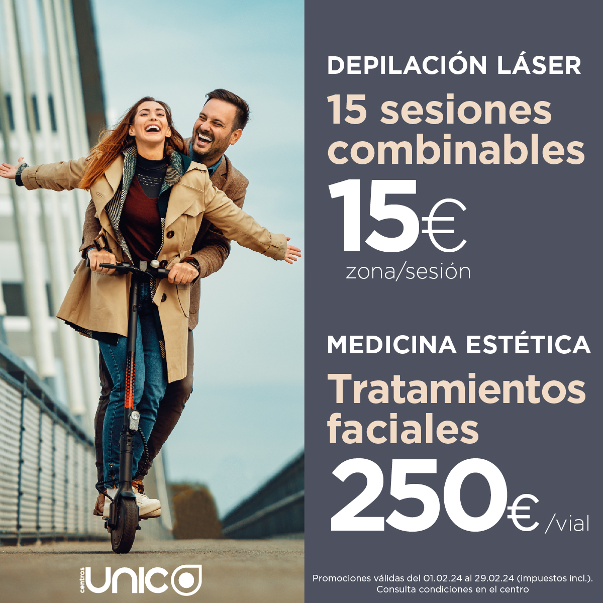 Aprovecha las promociones de febrero de @centrosunico de Los Valles!
15x15 sesiones combinables en #depilaciónláser
🚨 15€ por sesión.
Tratamientos faciales de #MedicinaEstética
🚨 250€ por vial.
Mas información en centrosunico.com o en Los Valles
#centrosúnico