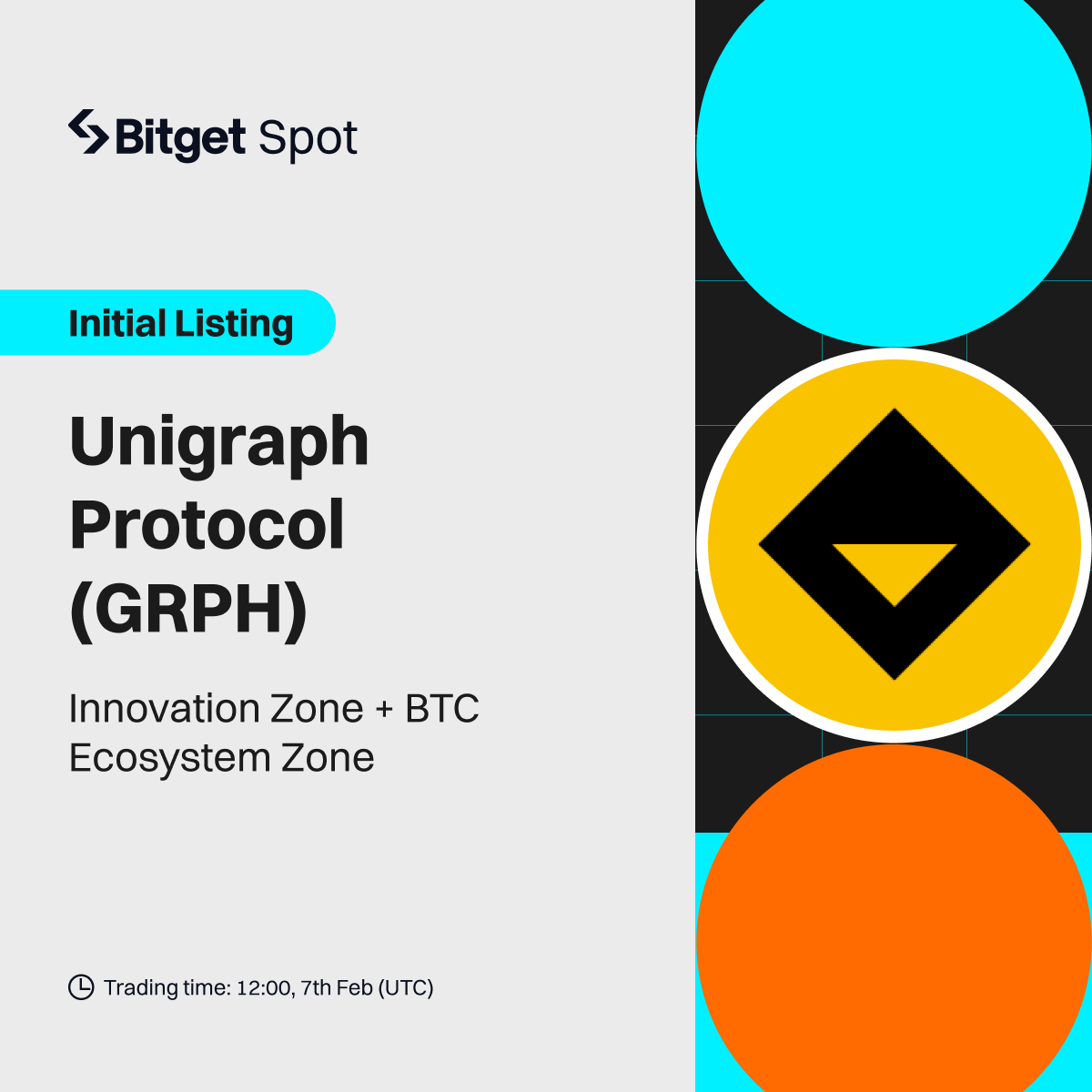 bitget's tweet photo. 💥 Initial Listing @unigraph_io

#Bitget will list $GRPH/USDT on Feb 7, 12:00 UTC. Deposit now! 🔥 Up to 22,000 GRPH for you to grab!

🎁 A total $100 #giveaway for 10 members
✅ Follow, RT &amp; tag 3 friends!