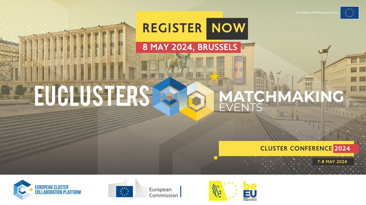 REGISTER NOW: #ECCPMatchmaking at the #EUClusterConference 2024! 

📆 8 May | Brussels, 🇧🇪

Expand your network &amp; find the right business partners in a 4-hour intensive session! 

Read more details #ECCP ➡️🔗 clustercollaboration.eu/content/eu-mat…
