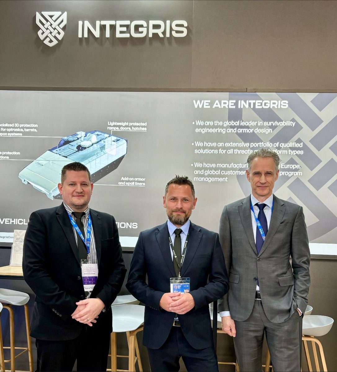 Come meet us at the #WorldDefenseShow2024 this week and learn more about the latest developments in armor technology and see why Integris Composites is the preferred survivability partner for leading OEMs.

Meet Stephen Jackson, Jan Grimberg, and Jonas Holck in Hall 1, booth E19.
