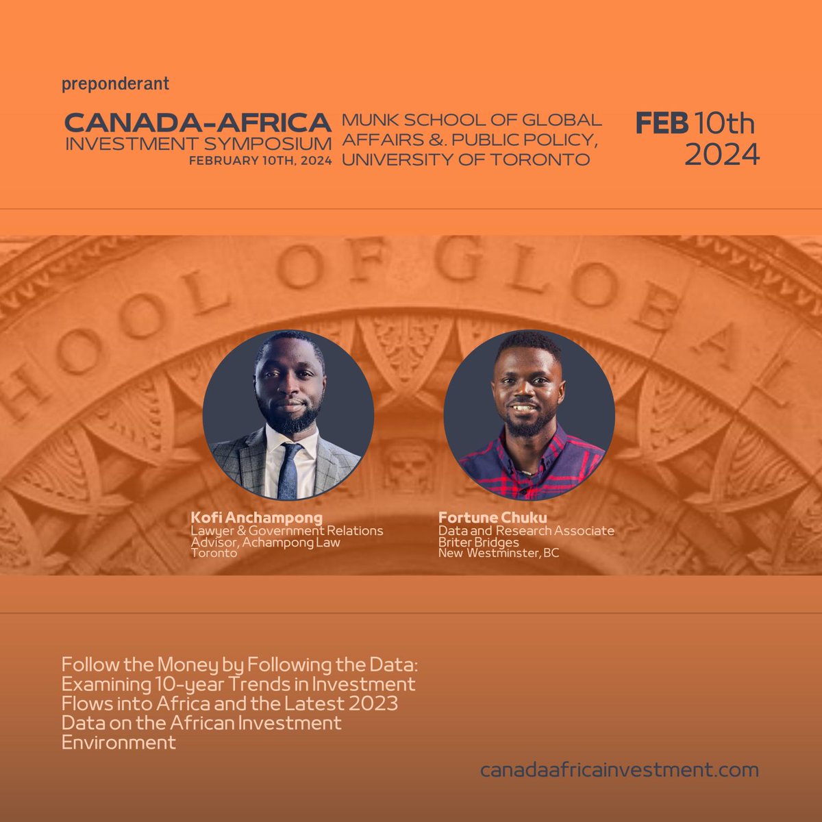 FortuneChuku's tweet image. Looking forward to sharing insights from @briterbridges&apos;s 2023 Africa Investment Report at the Canada-Africa Investment Symposium