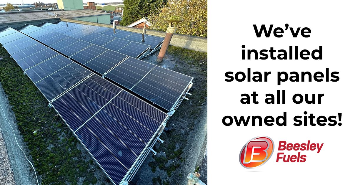 BeesleyFuels's tweet photo. We’re reducing our scope 2 emissions by installing brand new solar panels at all our owned sites!

Find more ways that we're becoming a more sustainable business here: https://t.co/mrJ3hDnDfx https://t.co/RXzN1ZOH7y