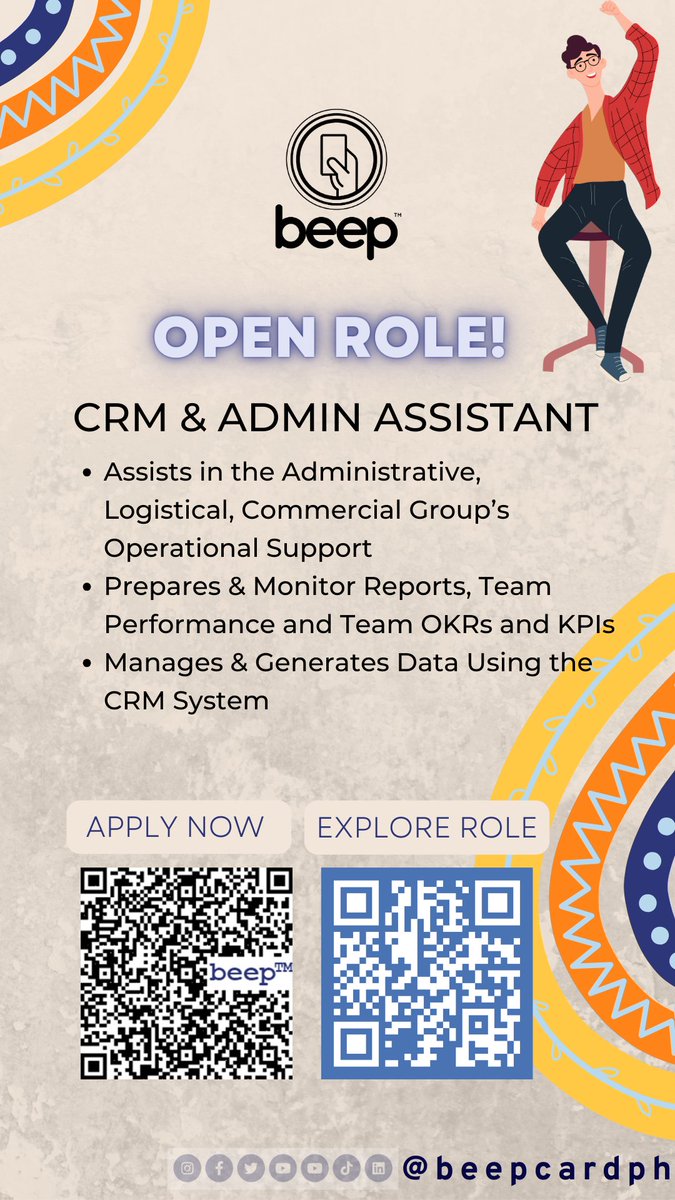 beep_card's tweet photo. Hi mga ka-beepers! beepโข is opening its doors for the following positions:
๐ Marketing & Loyalty Officer
๐ Marketing Assistant
๐ Data Analytics Supervisor
๐ผ CRM & Admin Assistant
Apply now: https://t.co/XXzdxeouGM
#beepTM #beepPH #hiring #openroles https://t.co/1mbedgH30x
