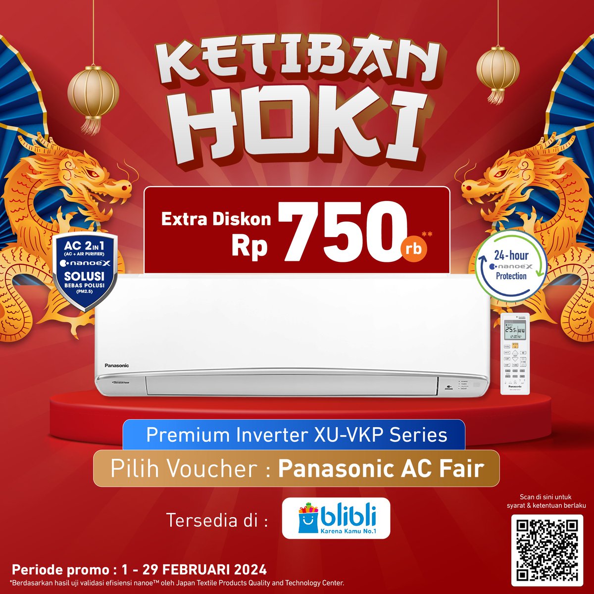 IDPanasonic's tweet image. KETIBAN HOKI
Beli Produknya, Double Cashbacknya

Kunjungi toko mitra Panasonic yang sudah terdaftar di Tokopedia, Blibli dan juga Panasonic Official. Jangan sampai kehabisan promonya ya
 
 #ACPanasonic
#BebasVirusdengannanoeX
#WorryFree
#NyamannyaEkstra