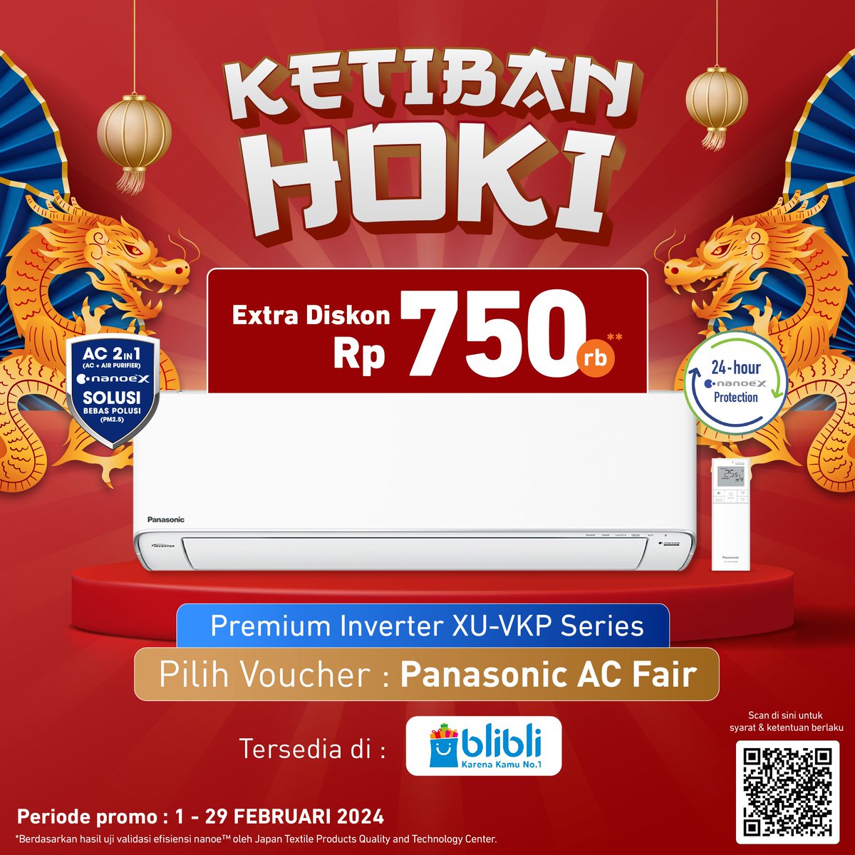 IDPanasonic's tweet image. KETIBAN HOKI
Beli Produknya, Double Cashbacknya

Kunjungi toko mitra Panasonic yang sudah terdaftar di Tokopedia, Blibli dan juga Panasonic Official. Jangan sampai kehabisan promonya ya
 
 #ACPanasonic
#BebasVirusdengannanoeX
#WorryFree
#NyamannyaEkstra