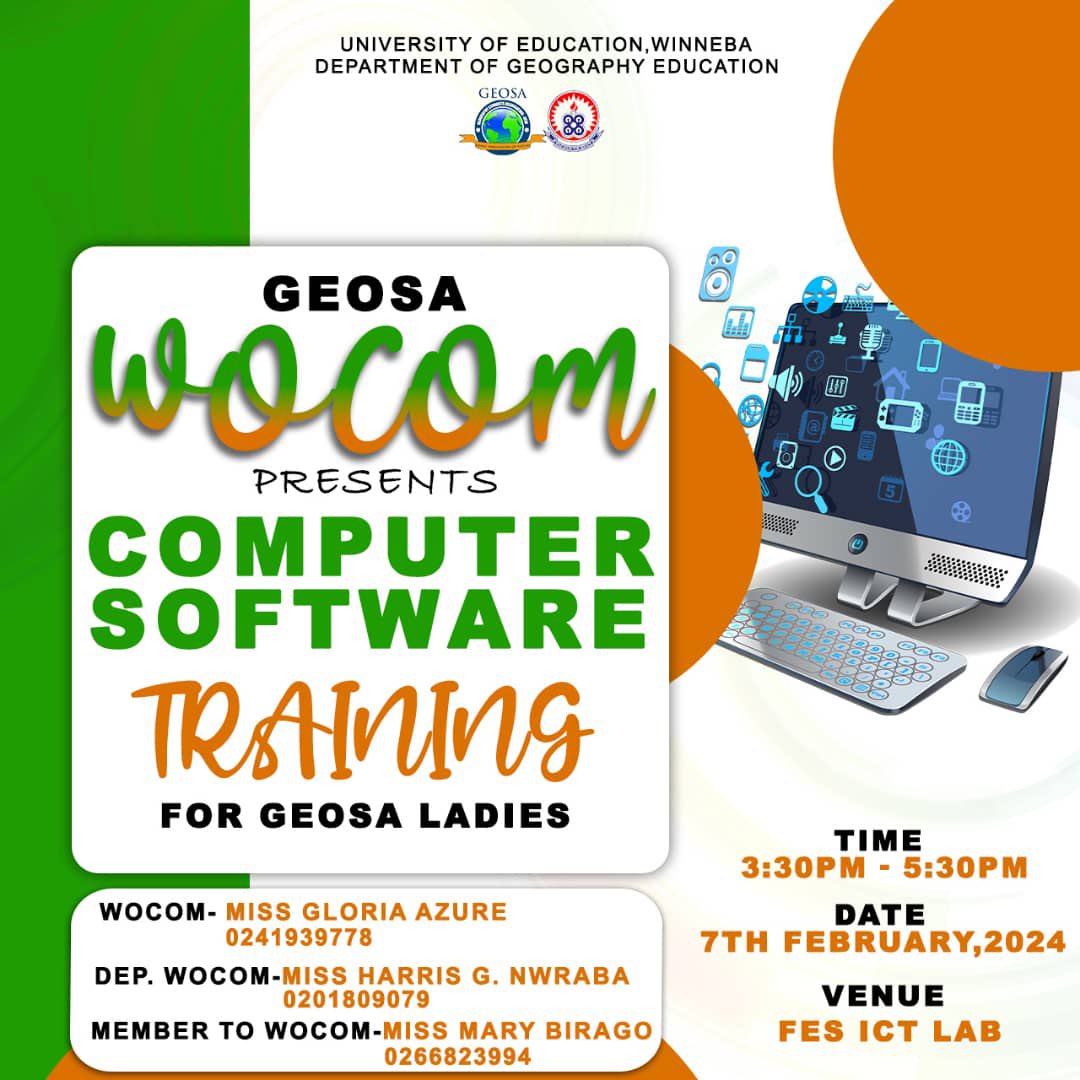 FROM THE OFFICE OF THE WOMEN’S COMMISSIONER PRESENT A COMPUTER TRAINING FOR ALL GEOSA LADIES ,CERTIFICATE WILL BE ISSUED TO ALL PARTICIPANTS👍