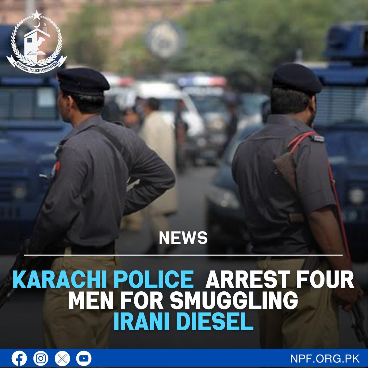 npforgpk's tweet photo. Of course, here are some potential tags for the news about the arrest of four men smuggling oil on the Iran border:

- #IranBorderSmuggling
- #OilSmuggling
- #BorderSecurity
- #Arrested
- #IllegalActivity
- #LawEnforcement
- #SmugglingBust
- #Contraband
- #BorderControl https://t.co/21YQo7fshl