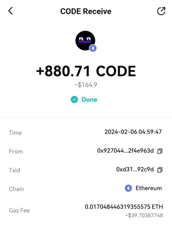 0xvikthor's tweet photo. BOOM!!
Woke up to almost a thousand $CODE from @developer_dao for participating in their #30daysoftext eventπ€©
It was an amazing event and i learnt a lot of things during the event.
What an amazing way to start the day! https://t.co/egIKf8bGBS