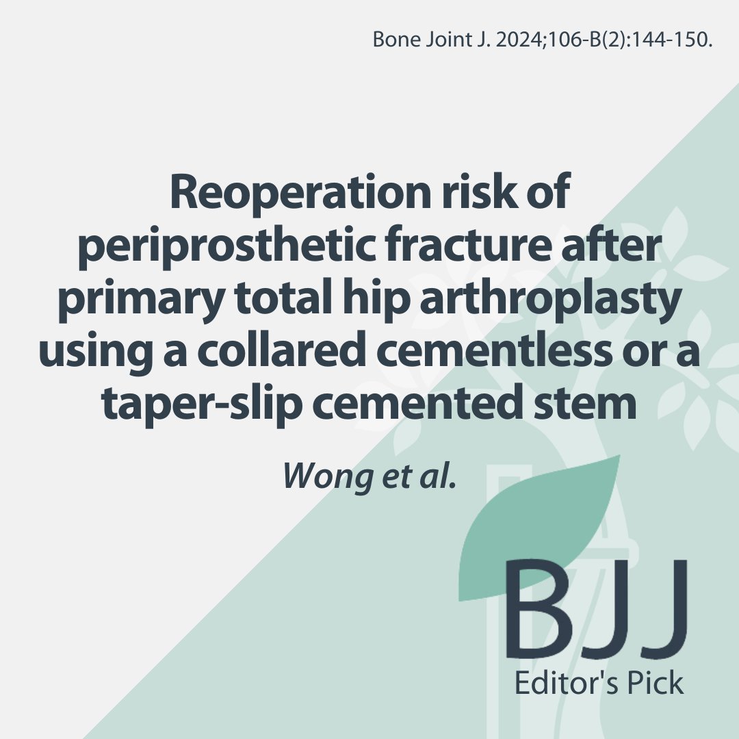 It appears that males have a higher risk of periprosthetic fracture after cemented polished tapered femoral stems. All prior registry and cohort data looking at these stems need to be revisited.

#BJJ #Arthroplasty #Fracture

boneandjoint.org.uk/Article/10.130…