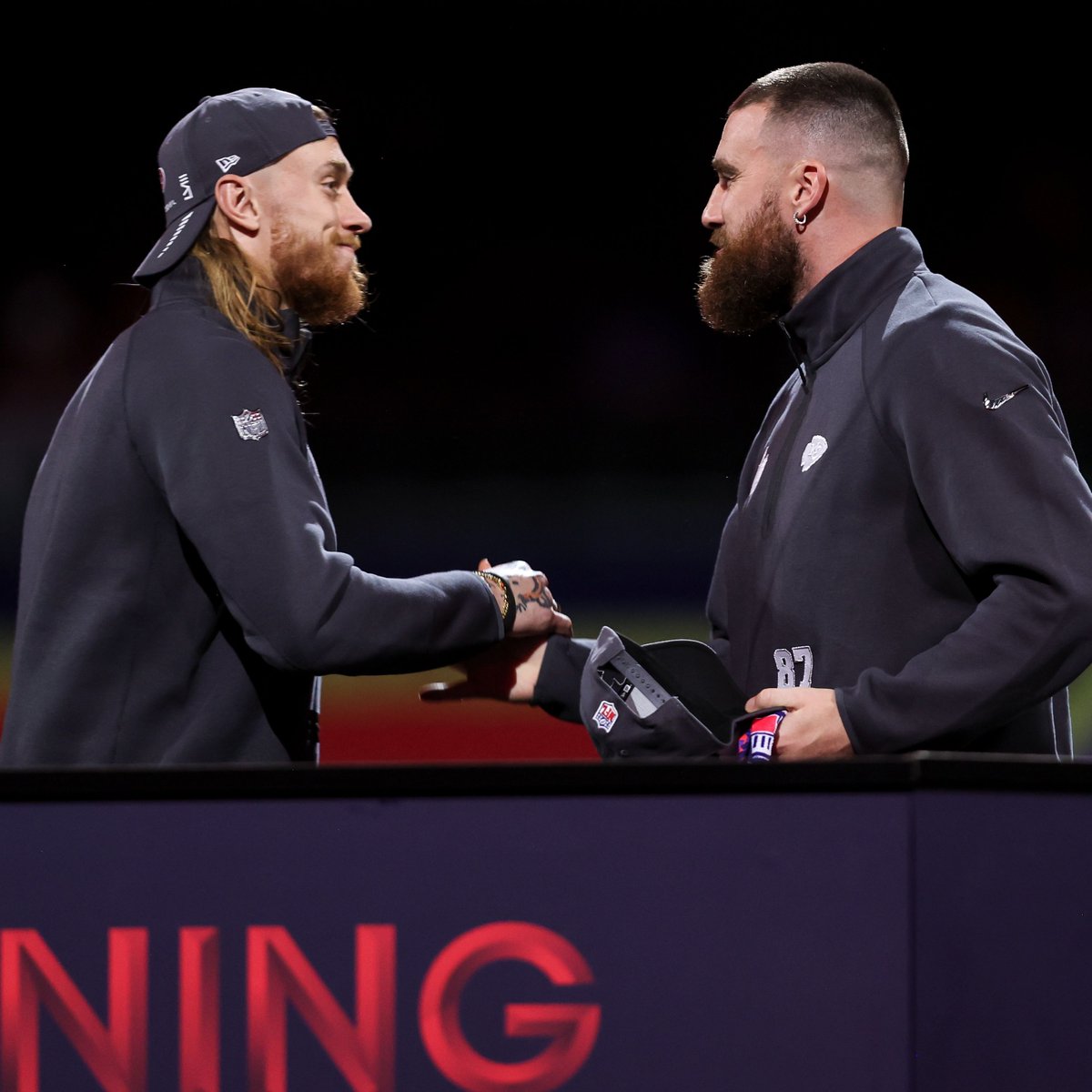 .@gkittle46 🤝 @tkelce #SBLVIII