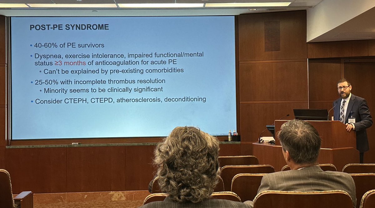 Late post but this am we had a fantastic @MayoClinicCV GR by @stanhenkin on “Post PE Syndrome and the need for longitudinal care.” Looking forward to referring patients to our new Post PE Clinic 🫁