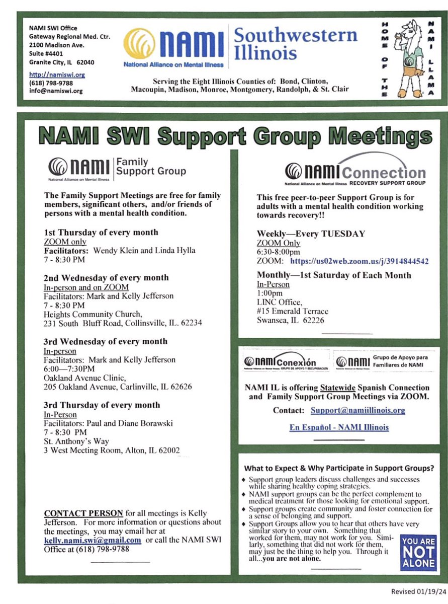 NAMI_SWI's tweet photo. Check out NAMI’s current support groups….www.NAMISWI.org https://t.co/RuOvvhYXzM