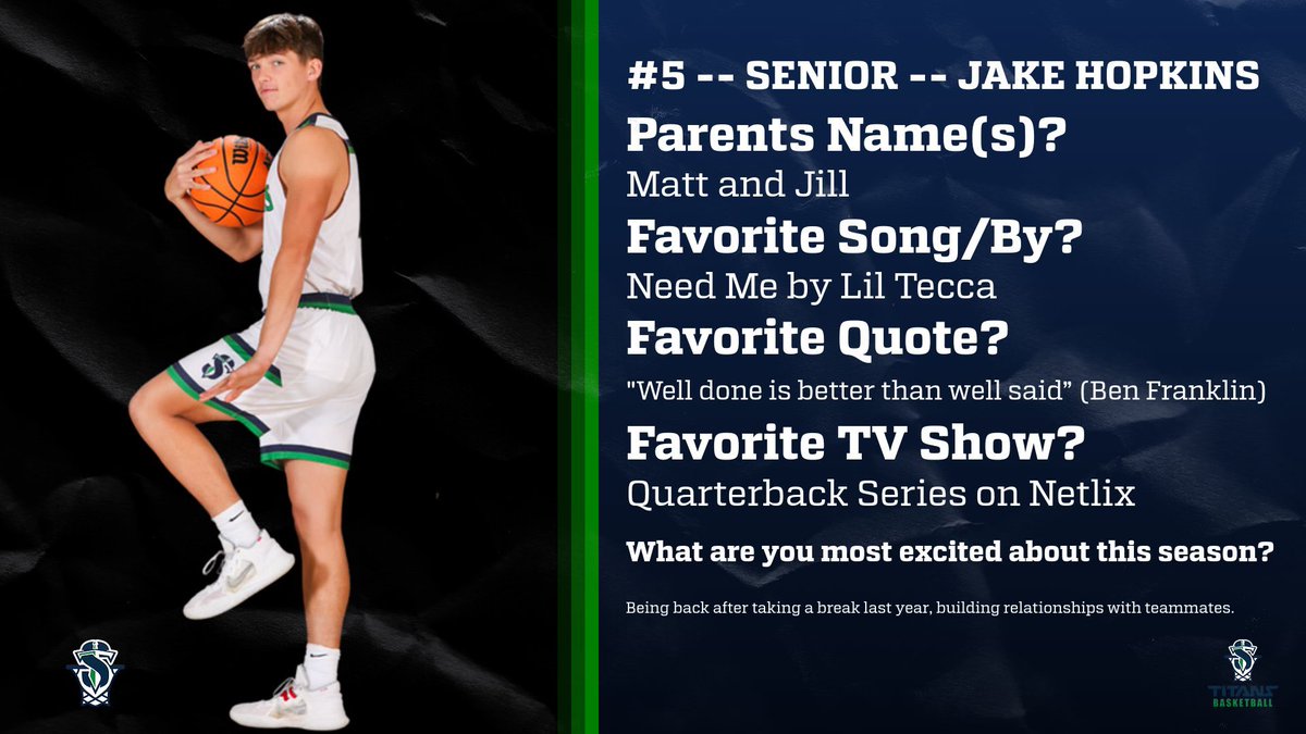 SYRACUSE TITANS BASKETBALL (@cusetitansbball) on Twitter photo Our player spotlight this week is on senior guard Jake Hopkins.
Jake came back to basketball after a year without it. He made the team and bas really settled into a great role as a 6th man role. Jake has hit 19 three’s on the season and is averaging 3.6 PPG.
<a href="/SHS_Titans/">Syracuse High School</a> Our player spotlight this week is on senior guard Jake Hopkins.
Jake came back to basketball after a year without it. He made the team and bas really settled into a great role as a 6th man role. Jake has hit 19 three’s on the season and is averaging 3.6 PPG.
<a href="/SHS_Titans/">Syracuse High School</a>