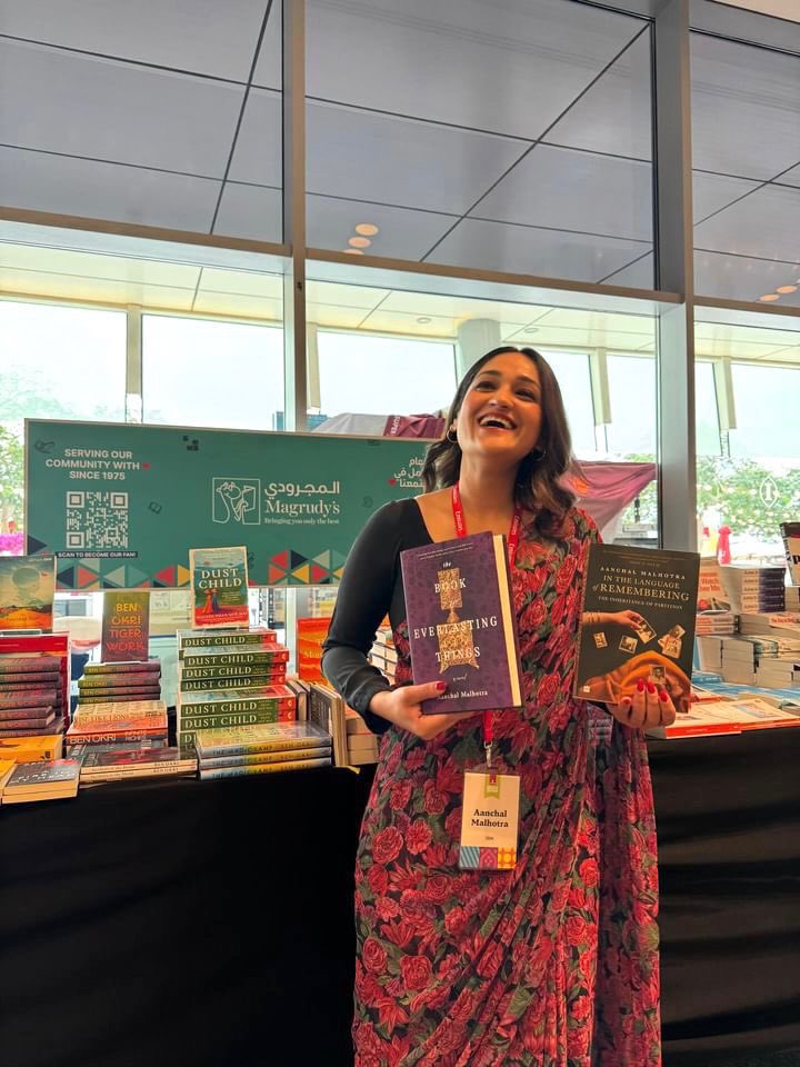 HarperCollinsIN's tweet photo. In conversations with
@jyotsnamohan, @nadir_nahdi, and @martin_puchner at the @EmiratesLitFest, @AanchalMalhotra talked about her phenomenal books #InTheLanguageOfRemembering and #ThePursuitOfEverlastingThings, and her work as an oral historian, documenting lost histories from the Partition.