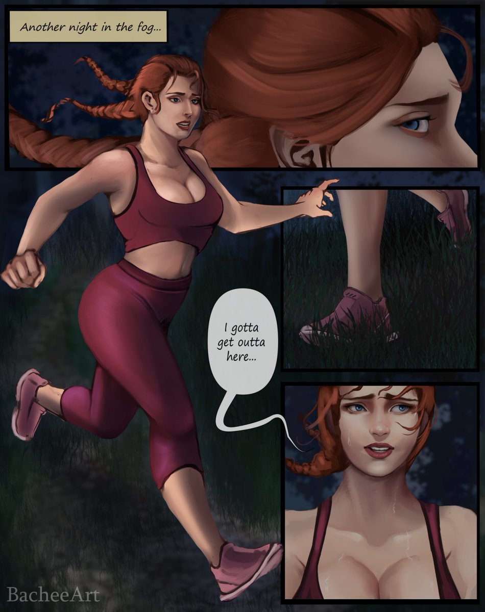 Page 1 of Meg's comic! (please bear with me as this is my first comic!)
What do you think she'll run into?

#dbd #nsfw