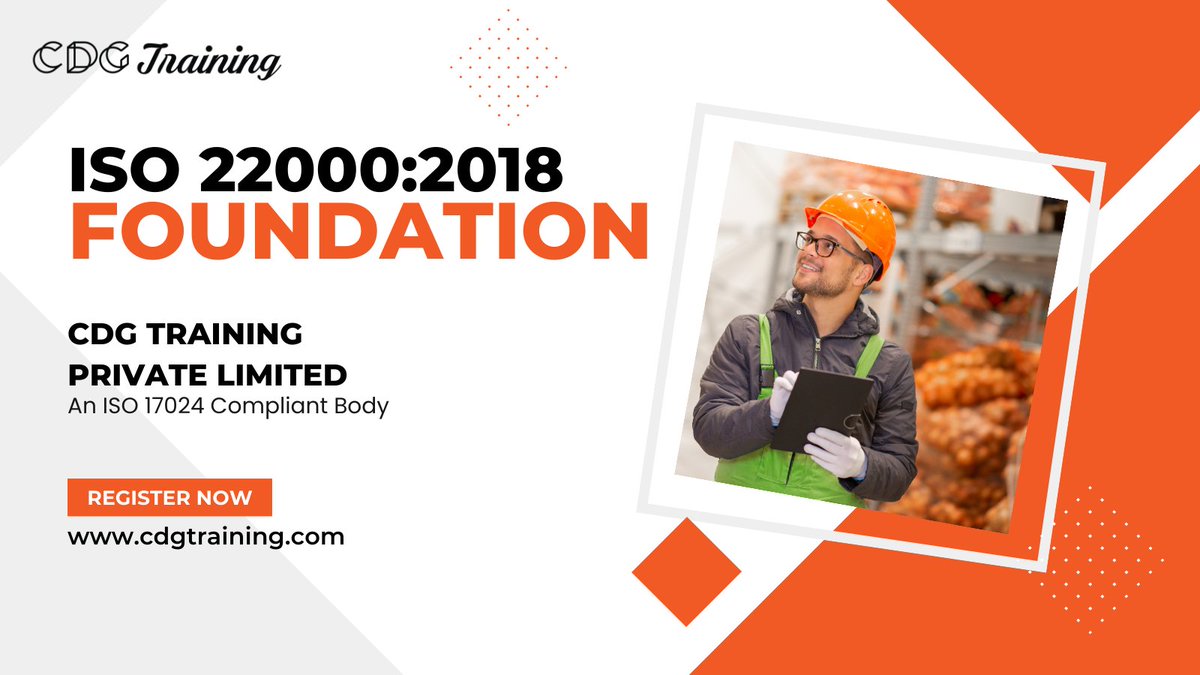 cdgtrainings's tweet photo. 🎉 New Course Alert: "ISO 22000:2018 Foundation"! 🍽️🌐

 Our latest program lays the foundation for ISO 22000:2018 standards, 
Enroll now to: https://t.co/87BKOGeRn1
#CDGTraining #ISO22000 #FoodSafety #QualityManagement #NewCourseLaunch https://t.co/TrTXCuaN8q