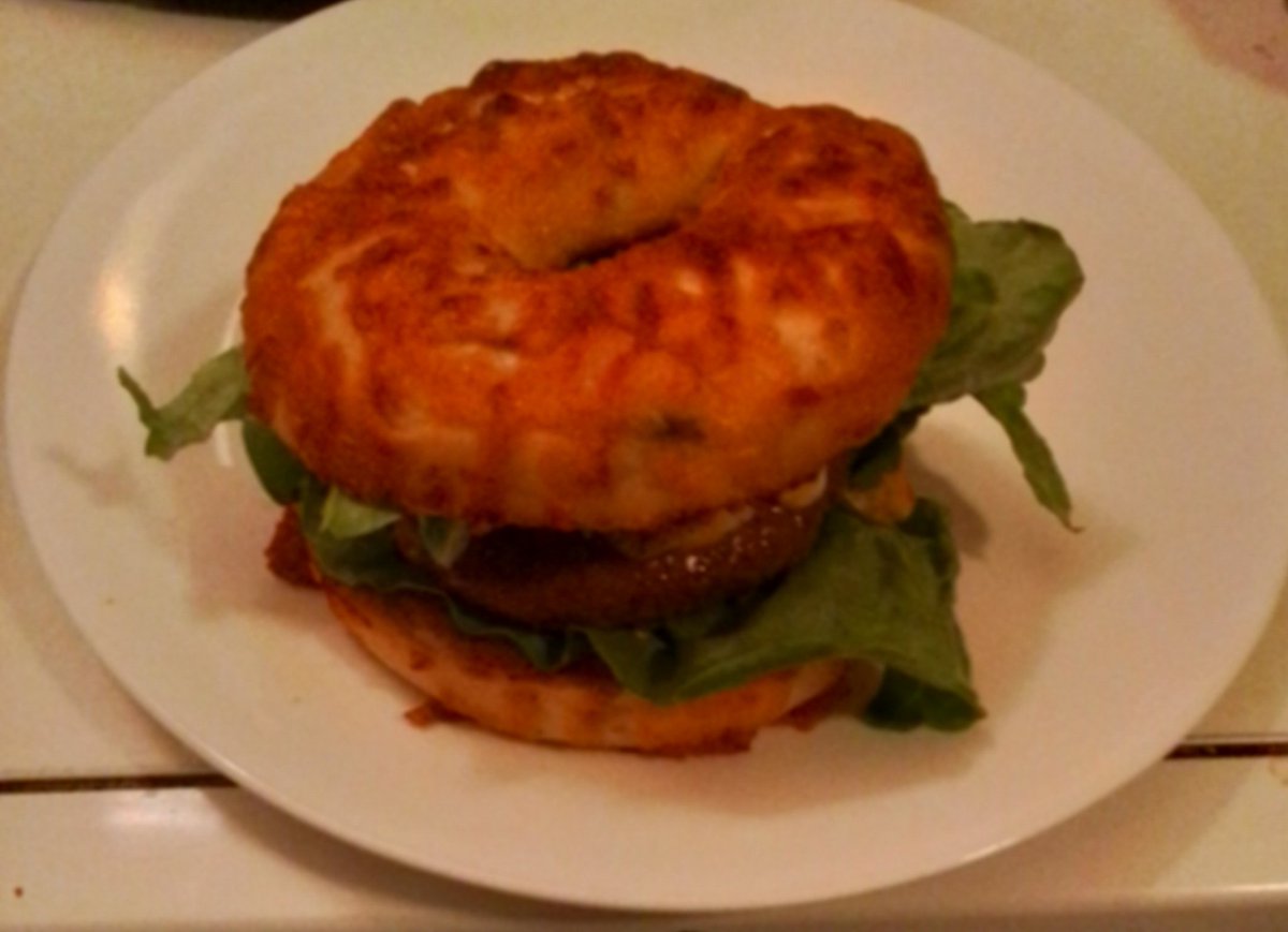 Lamburger on Jalapeño Cheese Bagel.