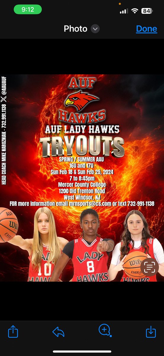 AUF Lady Hawks AAU 🏀 2025 (@aauauf) on Twitter photo AUF Lady Hawks 2024 Spring/Summer AAU Tryouts: Sunday February 18 & Sunday February 25, 7:00 - 8:45 pm Mercer County College <a href="/NJLadiesHoops/">NJ Ladies Hoops</a> <a href="/PGHNewJersey/">Prep Girls Hoops New Jersey</a> <a href="/EJayArrow/">E J 🏀</a> AUF Lady Hawks 2024 Spring/Summer AAU Tryouts: Sunday February 18 & Sunday February 25, 7:00 - 8:45 pm Mercer County College <a href="/NJLadiesHoops/">NJ Ladies Hoops</a> <a href="/PGHNewJersey/">Prep Girls Hoops New Jersey</a> <a href="/EJayArrow/">E J 🏀</a>