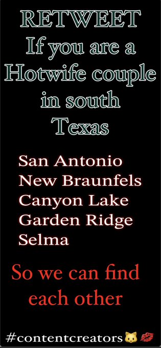 RETWEET do we can find one another #hotwife #couples #retweet #SanAntonio   @MagazineWife @JM32715413<a href="/tag/hotwife"class="tags">#hotwife</a><a href="/tag/couples"class="tags">#couples</a><a href="/tag/sanantonio"class="tags"><span>#sanantonio</span></a><a href="/tag/retweet"class="tags"><span>#retweet</span></a>