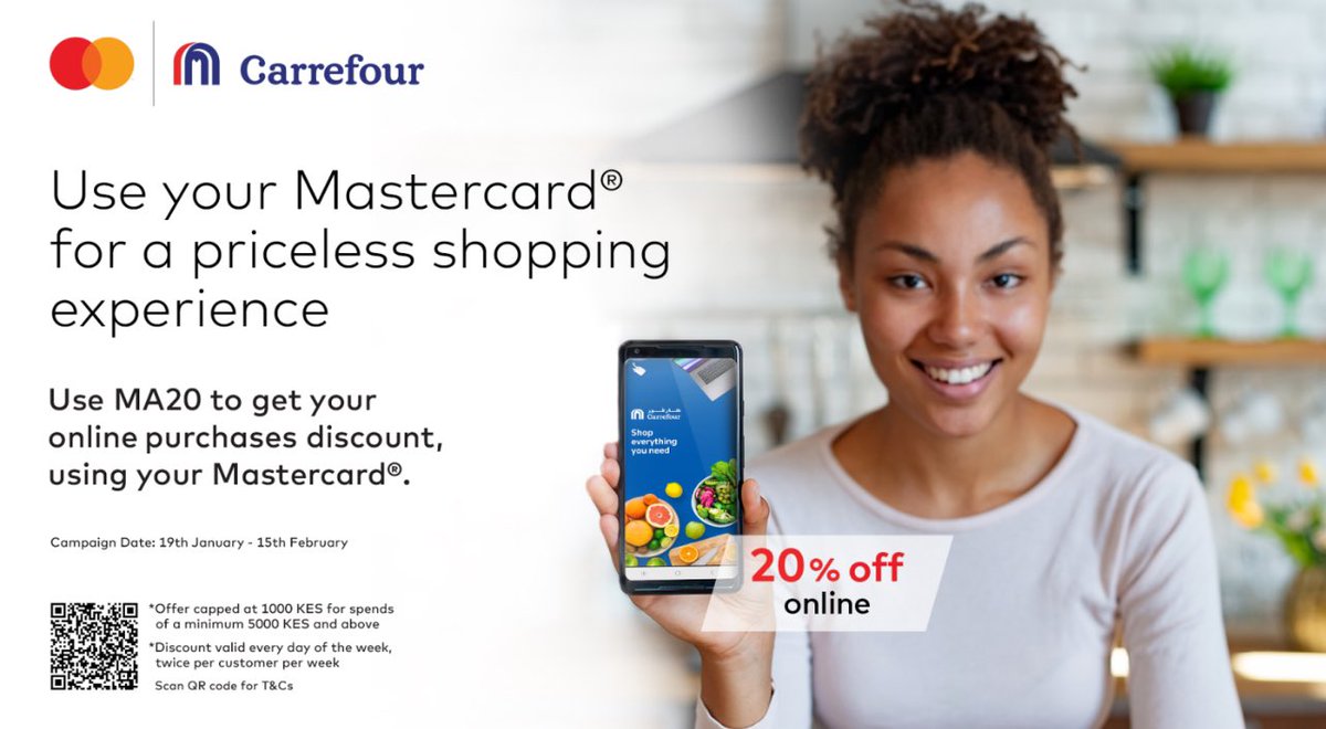 Let’s make the most of this offer! 

@CarrefourKe and @Mastercard 👍🏽

@KeEquityBank @KCBGroup @DTBKenya @imbankke @StanbicKE @UBAKENYA @gtbankke 

#kenya #latest #saving #payments