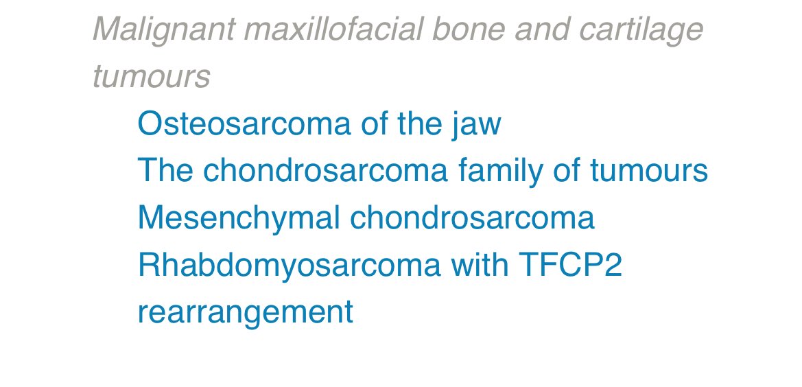 JunaidShabbir_'s tweet photo. @hematogones @KurtSchaberg Great!  Love it.

WHO has added a new rhabdomyosarcoma type/category as “Rhabdomyosarcoma with TFCP2 rearrangement” in online - Head &amp; Neck (5th Ed.)

In soft tissue &amp; Bone (5th Ed.), it has been added as well but under subtype of “Spindle cell / Sclerosing Rhabdomyosarcoma” https://t.co/KXvedvNlK3
