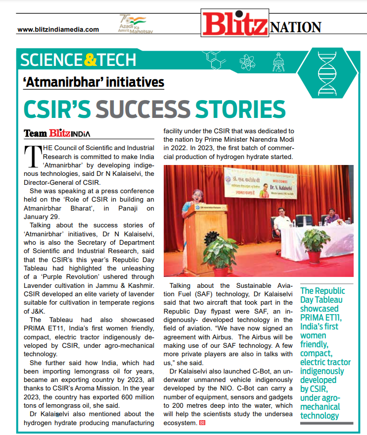 CSIR_NIScPR's tweet photo. CSIR's Success Stories published by @BlitzIndiaMedia 
Read the complete news here: https://t.co/fuho5YZElP

@DrJitendraSingh @CSIR_IND @DrNKalaiselvi @SMCC_NIScPR #SMCC https://t.co/uS8qWjmZyI