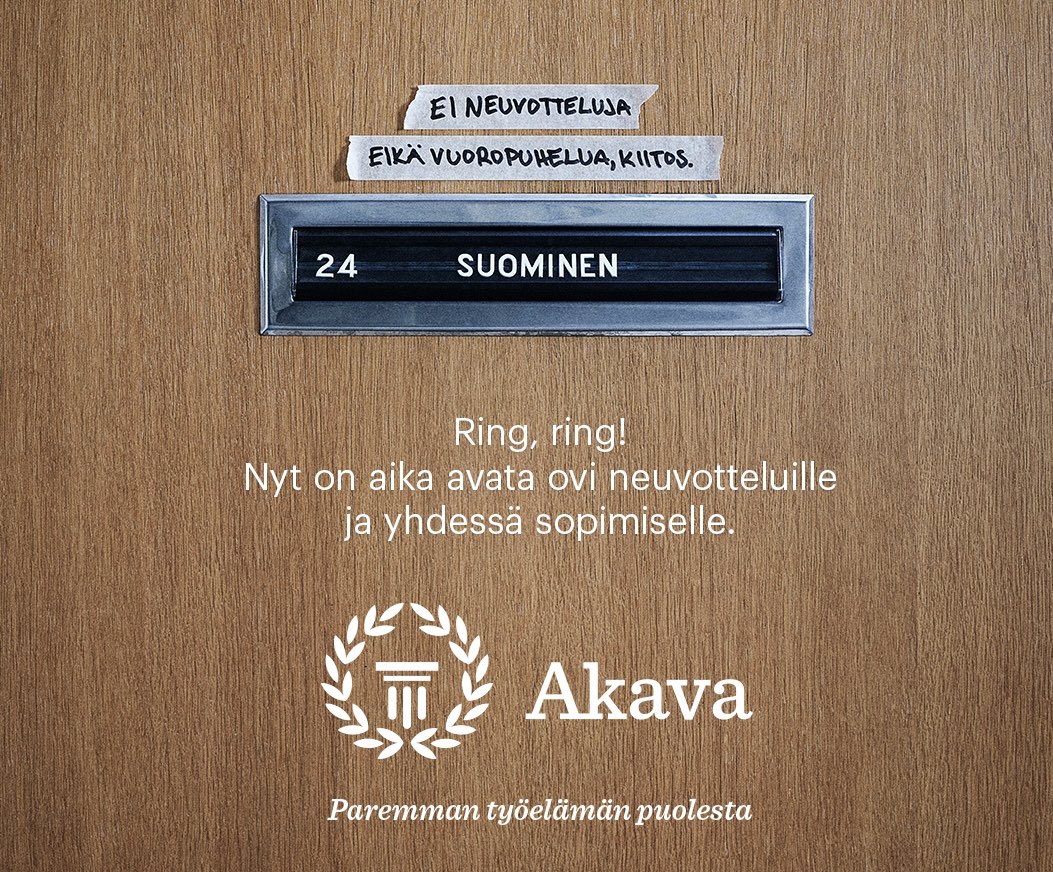 Viestimme tänään <a href="/hsfi/">Helsingin Sanomat</a> etusivulla: 

Taloutemme kaipaa korjaamista ja työmarkkinat uudistuksia, mutta ratkaisut täytyy löytää yhdessä – toisiimme luottaen. 

Suomi on koti meille kaikille. #ParemmanTyöelämänPuolesta