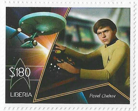 #StarTrekStamp day 749 -Chekov on an unofficial Star Trek stamp from Liberia

Check out the entire collection at startrekstamps.com
#startrekstamps
 #StarTrek #philately #stamps