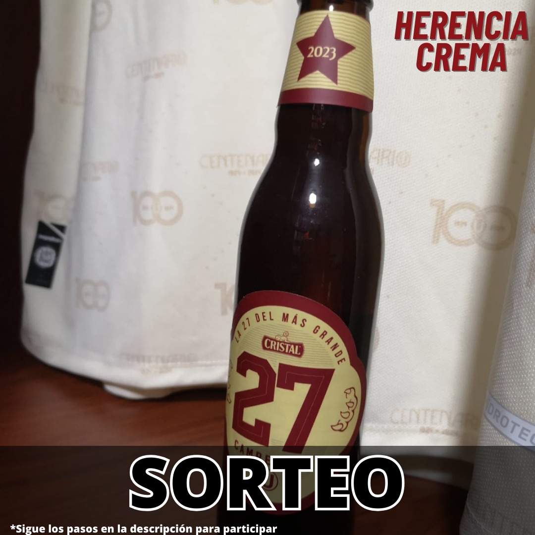 ¡Familia Crema tenemos sorteo!!!!! Si te quieres ganar esta chelita con la 27 sigue los siguientes pasos para participar en el sorteo 
Pasos: 
1. Seguir a Herencia Crema 

2. Retweetear esta publicación etiquetando a 1 amigo 
Resultados en el programa después del clásico
#YdaleU