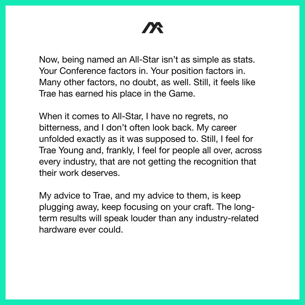 I know what it’s like to make an All-Star Game. I also know what it’s like to be Trae Young. Complete Thought: linkedin.com/in/michael-redd @NBA @NBAAllStar @rayfordyoung @TheTraeYoung