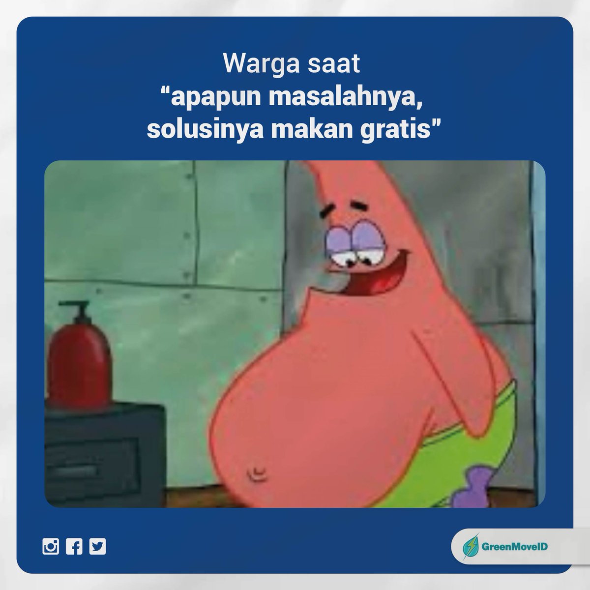 greenmoveid's tweet photo. Jangan lupa makan siang gratis biar ga stunting ujar seorang sahabat di tengah tingginya polusi udara ibu kota dan krisis iklim π
#buildbackbetterIndonesia #energibersih #energiterbarukan #greenjobs #greeneconomicrecovery #climateaction #zerocarbon #transisienergi https://t.co/9OdzIZ5DIk