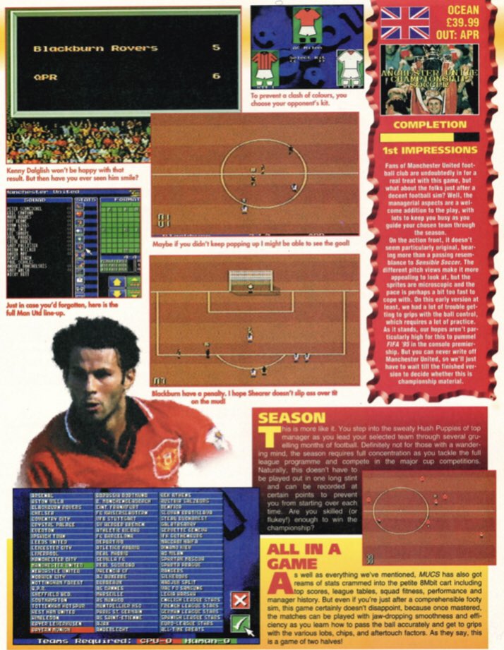 utd16bit's tweet image. Sadly a game that never made it out. Manchester United Championship Soccer on the Megadrive. It did get a release on the SNES and of course there’s the Amiga version. But never came to Sega’s machine #segapro #mufc #gtw