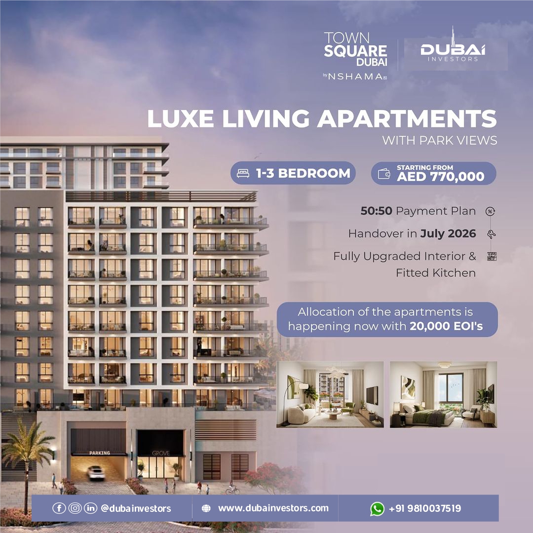 🏙️ Luxe Living With Park Views | Equipped Kitchen | Ready Community | High ROI | at Town Square Dubai - Nshama🏙️

#TownSquareDubai #Nshama #DubaiRealEstate #LuxuryApartments #ParkViews #LiveTheDream #LuxeLiving #ModernLiving #HighReturnOnInvestment #RentalIncome #SmartInvestment