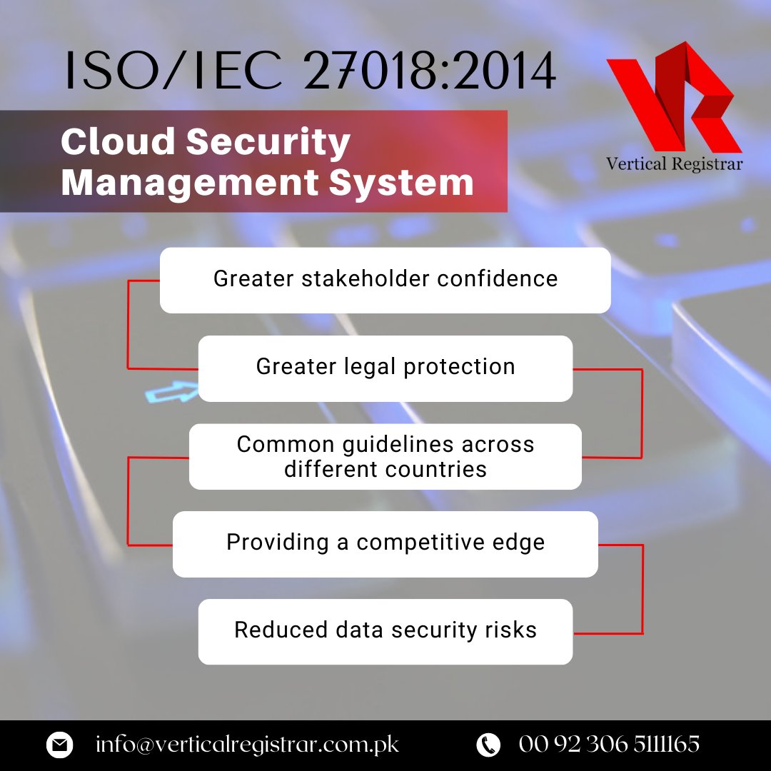 VRServicess's tweet photo. Vertical Registrar provides remarkable certification services to the standard ISO 27018 to enable your organization to enjoy benefits from a cloud security management system. 

#ISO27018 #cloudsecuritymanagementsystem #cloudsecurity #managementsystem #verticalregistrar https://t.co/uLtNFeZOKT